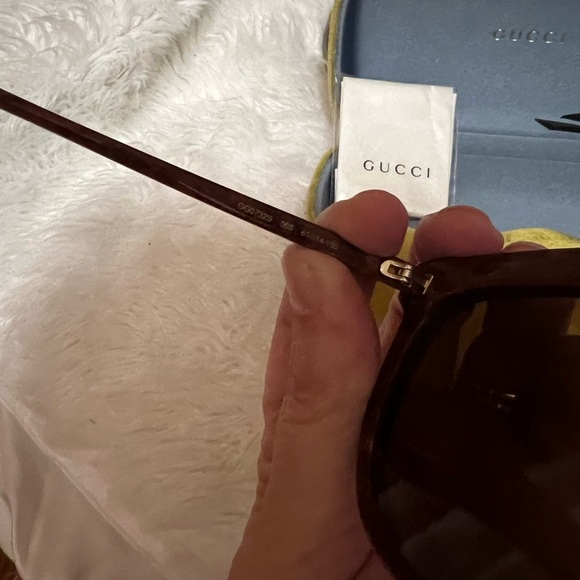 Gucci GG0732S 005 Sunglasses Black-Brown/Brown Lenses Pilot 61mm​​ - Picture 5 of 8